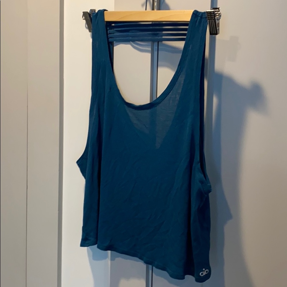 Alo scoop neck blue tank, size small